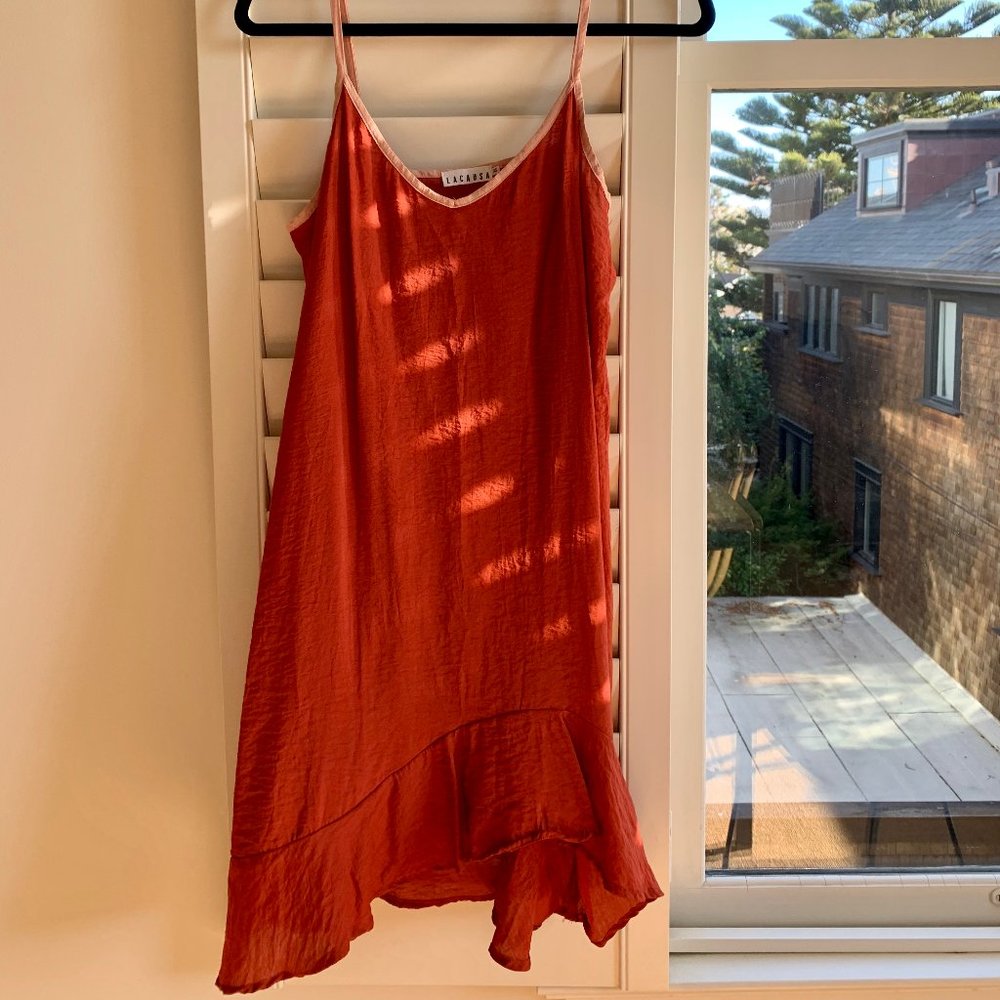 LACAUSA Ruffled Slip Dress